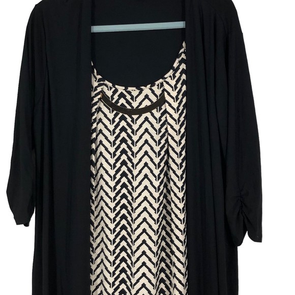 Naïf Women Plus SZ 1x Knee Length Tunic Dress 2 in 1 w/Black over Chevron Print - Picture 3 of 6